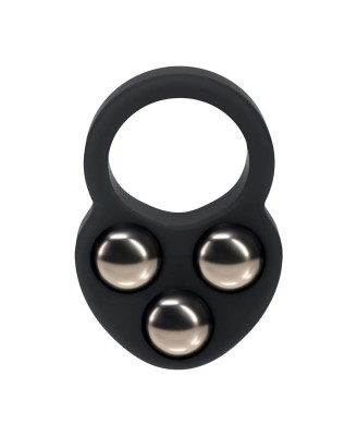 Liquid Silicone Triple Weighted Ball Cockring - Black