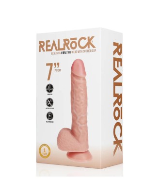 Vibrating Regular Straight Cock with Balls - 7" / 18 cm - Flesh