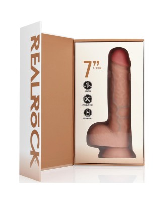 Vibrating Regular Straight Cock with Balls - 7" / 18 cm - Flesh
