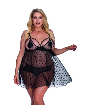 YULIA XXL+ (XXXXXL/XXL) BLACK CHEMISE/CZARNA HALKA