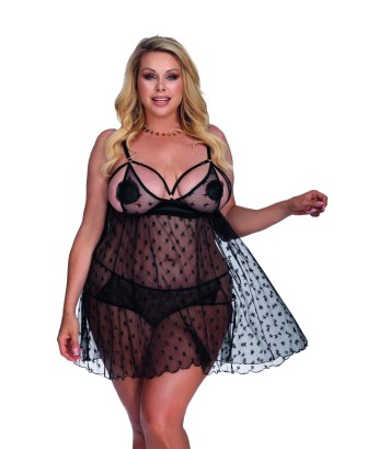 YULIA XXL+ (XXXXXL/XXL) BLACK CHEMISE/CZARNA HALKA