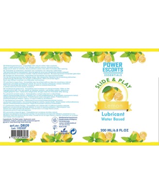 Power Escorts - DR09 - Lemon Water-Based Lubricant 200ml – Slide Play Personal Lube