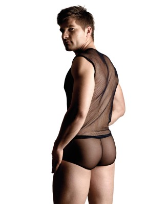 Net set - shirt and thong - black XL