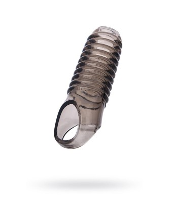 ToyFa XLover, Penis sleeve, for enlargement, TPE, transparent black, 11 cm