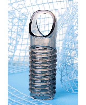 ToyFa XLover, Penis sleeve, for enlargement, TPE, transparent black, 11 cm