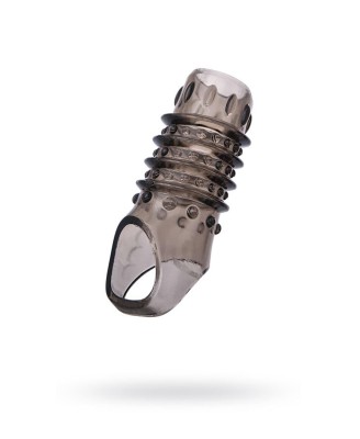 ToyFa XLover, Penis sleeve, for enlargement, TPE, transparent black, 10,5 cm