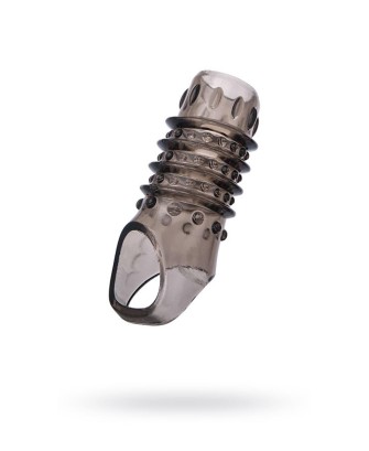 ToyFa XLover, Penis sleeve, for enlargement, TPE, transparent black, 10,5 cm
