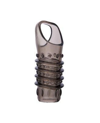 ToyFa XLover, Penis sleeve, for enlargement, TPE, transparent black, 10,5 cm
