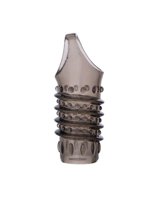 ToyFa XLover, Penis sleeve, for enlargement, TPE, transparent black, 10,5 cm