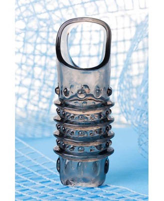 ToyFa XLover, Penis sleeve, for enlargement, TPE, transparent black, 10,5 cm