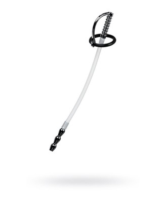 Urethral catheter TOYFA Metal, with replaceable securing rings, silicone, silver, 23cm