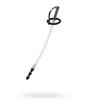 Urethral catheter TOYFA Metal, with replaceable securing rings, silicone, silver, 23cm