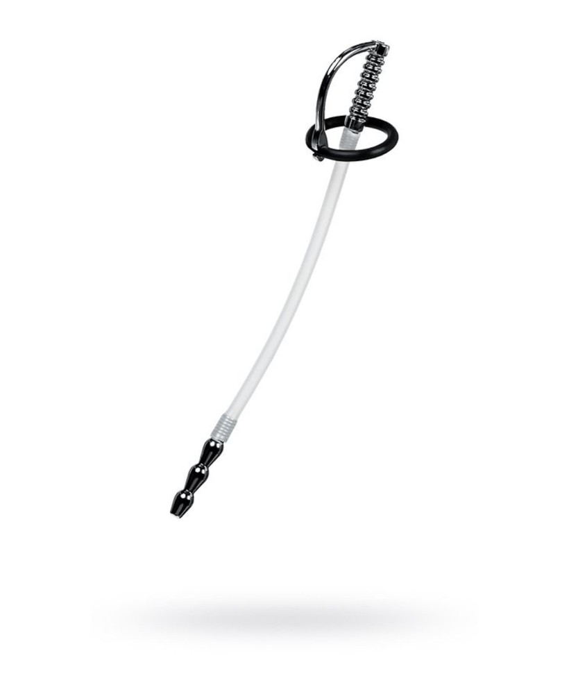 Urethral catheter TOYFA Metal, with replaceable securing rings, silicone, silver, 23cm