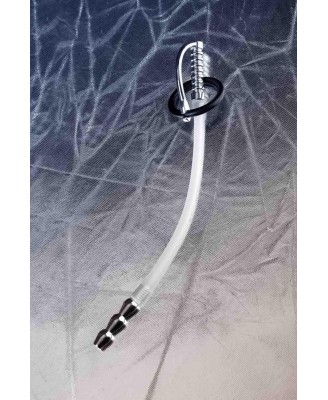 Urethral catheter TOYFA Metal, with replaceable securing rings, silicone, silver, 23cm