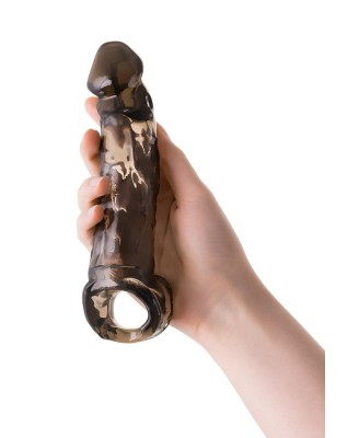 Sleeve ToyFa Xlover, to increase size, TPE, black,transparent , 19,5 cm