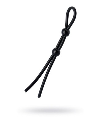 Lasso on the penis A-toys by TOYFA with two beads, silicone, black, 19.5 cm