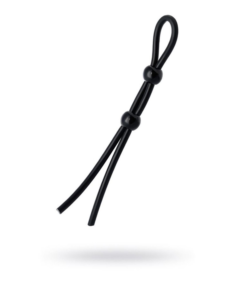 Lasso on the penis A-toys by TOYFA with two beads, silicone, black, 19.5 cm