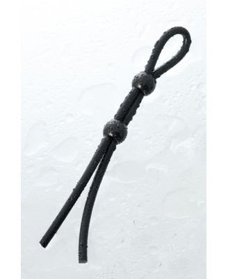 Lasso on the penis A-toys by TOYFA with two beads, silicone, black, 19.5 cm