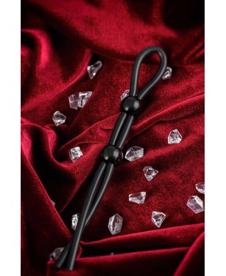 Lasso on the penis A-toys by TOYFA with two beads, silicone, black, 19.5 cm
