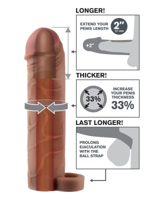 FANTASY X-TENSIONS PERFECT 2 INCH EXTENSION WITH BALL STRAP BROWN