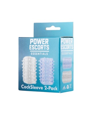 Power Escorts - BR338 - Textured Penis Sleeves – 2-Pack Clear Blue