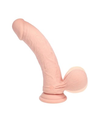 Dual Density Rechargeable Liquid Silicone Vibrator - Curved with Weighted Balls - 6" / 15 cm - Flesh