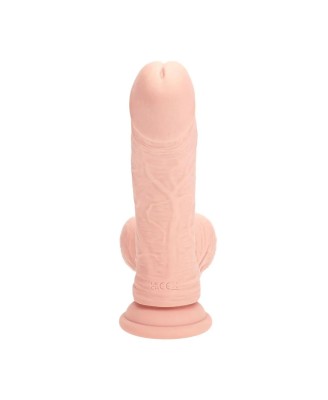 Dual Density Rechargeable Liquid Silicone Vibrator - Curved with Weighted Balls - 6" / 15 cm - Flesh