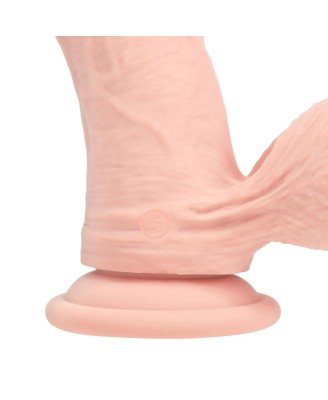 Dual Density Rechargeable Liquid Silicone Vibrator - Curved with Weighted Balls - 6" / 15 cm - Flesh