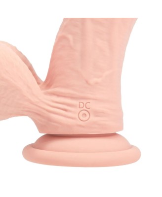 Dual Density Rechargeable Liquid Silicone Vibrator - Curved with Weighted Balls - 6" / 15 cm - Flesh