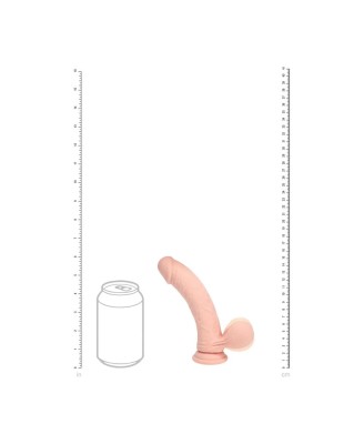 Dual Density Rechargeable Liquid Silicone Vibrator - Curved with Weighted Balls - 6" / 15 cm - Flesh