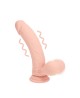 Dual Density Rechargeable Liquid Silicone Vibrator - Curved with Weighted Balls - 7" / 18 cm - Flesh