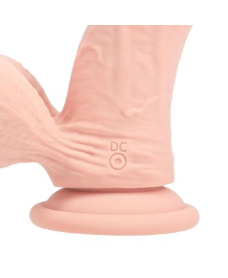 Dual Density Rechargeable Liquid Silicone Vibrator - Curved with Weighted Balls - 7" / 18 cm - Flesh