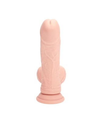 Dual Density Rechargeable Liquid Silicone Vibrator - Curved with Weighted Balls - 8" / 20 cm - Flesh