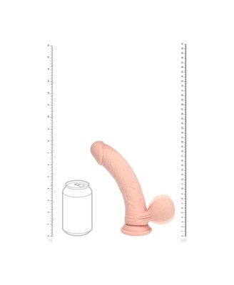 Dual Density Rechargeable Liquid Silicone Vibrator - Curved with Weighted Balls - 8" / 20 cm - Flesh
