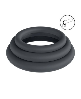 Classic Silicone Cockring Set of 3 - L/XL/XXL - Black