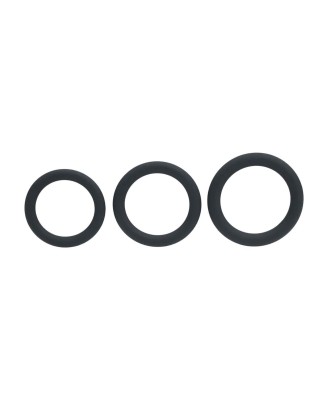 Classic Silicone Cockring Set of 3 - L/XL/XXL - Black