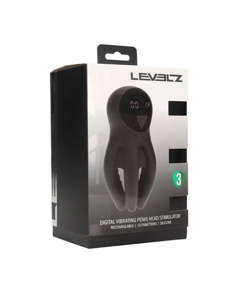 Digital Vibrating Silicone Penis Head Stimulator with Tentacles - Black