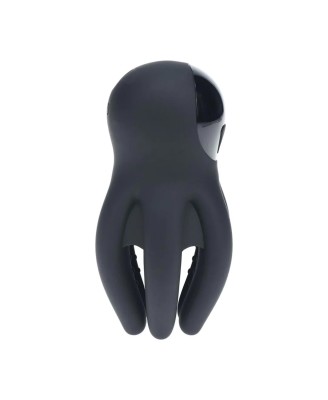 Digital Vibrating Silicone Penis Head Stimulator with Tentacles - Black