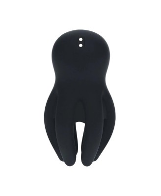 Digital Vibrating Silicone Penis Head Stimulator with Tentacles - Black