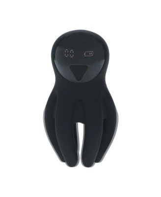Digital Vibrating Silicone Penis Head Stimulator with Tentacles - Black