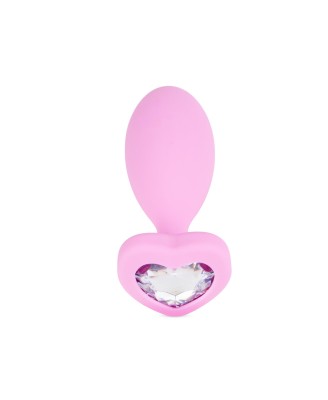 Silicone Anal Plug with Heart Crystal Base