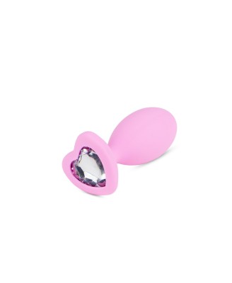 Silicone Anal Plug with Heart Crystal Base