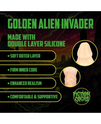 Golden Alien Invader - Silicone Dildo - Golden