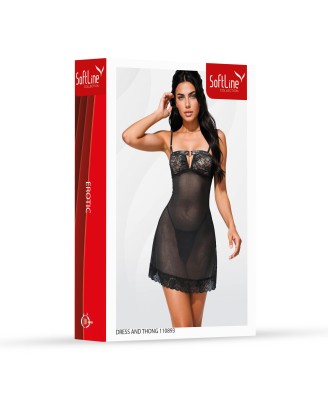 Dress and thong 110893 black S/M