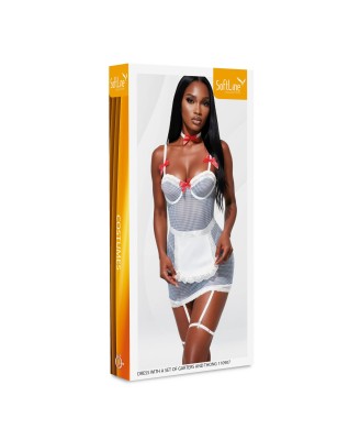 Dress with a set of garters, thigh straps, thong and necklace 110907 L