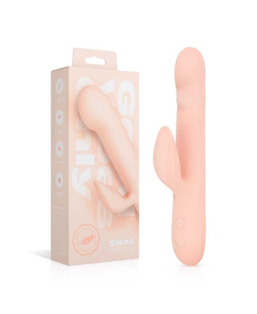 Good Vibes Only - Thrusting Vibrator - Soft Silicone - Pink
