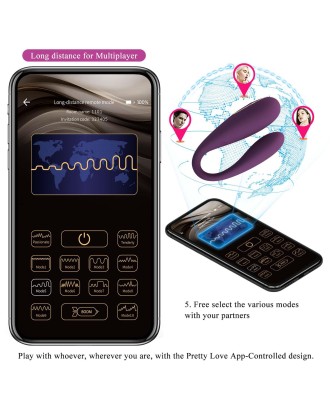 PRETTY LOVE - August, Mobile APP Long-distance Control 12 vibration functions, ABS Silicone, USB rechargeable