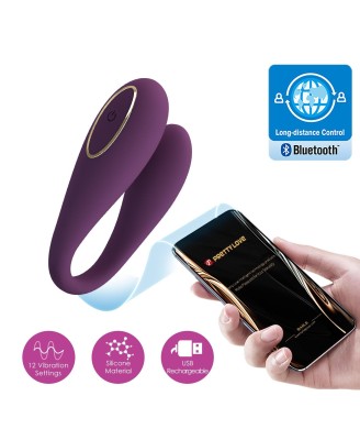 PRETTY LOVE - August, Mobile APP Long-distance Control 12 vibration functions, ABS Silicone, USB rechargeable