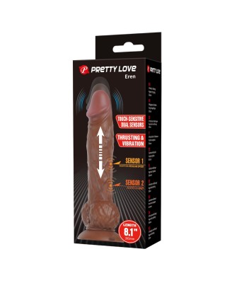 Pretty Love Eren Dual Sensor Thrusting Dildo - Brown