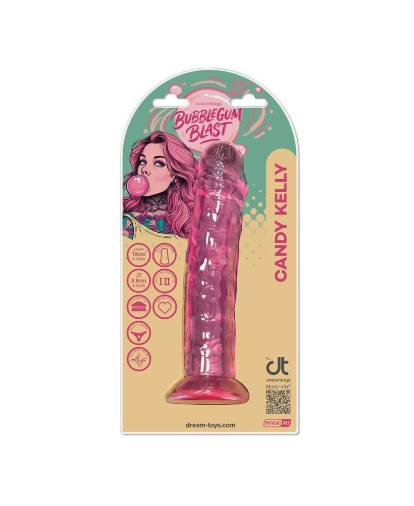 BUBBLEGUM BLAST CANDY KELLY PINK CLASSIC JELLY 7,5 INCH DONG